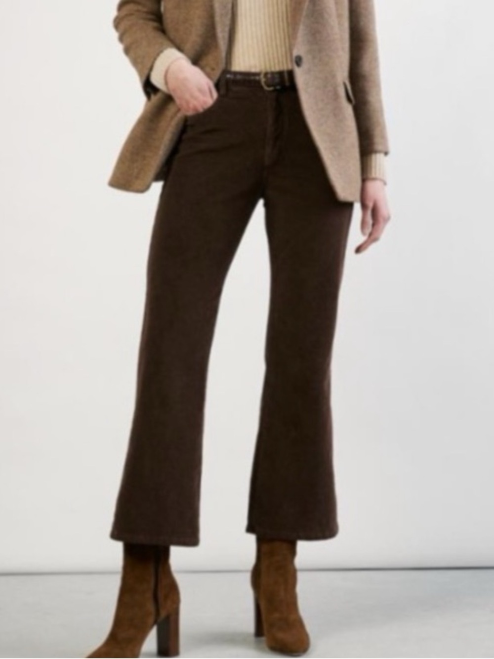 Nili Lotan Corduroy Boot Cut Pants Espresso Ankle Flare High Rise Dark Brown 6